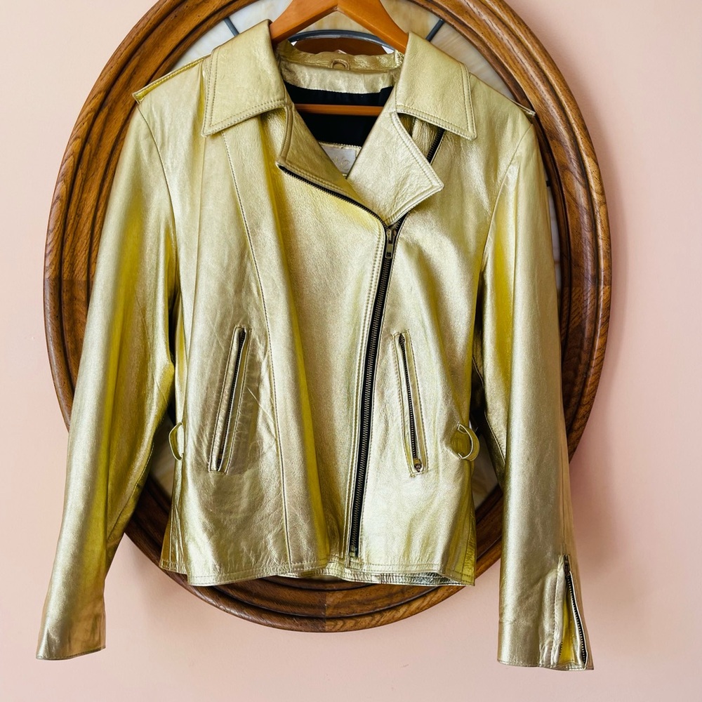 Cache Metallic Gold Leather Jacket - image 5